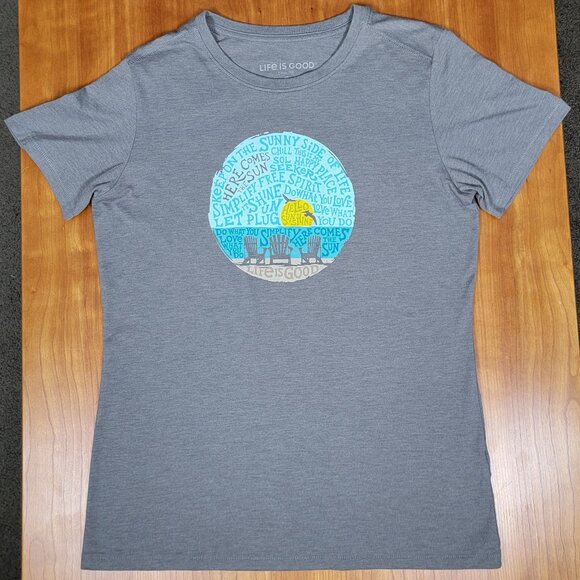 Life Is Good Grey Crew Neck Short Sleeve Cool Tee Here Comes the Sun - S - Picture 4 of 8